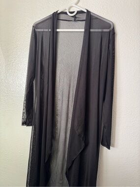Lightweight Black Sheer Duster Cardigan - Women Sweaters